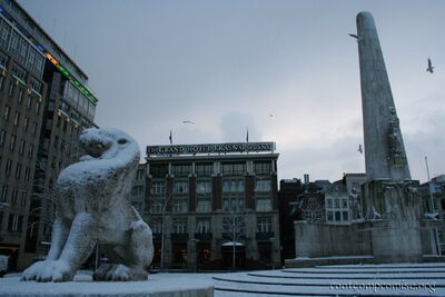 Dam Square in the Snow.