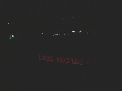 The scrolling LED sign.