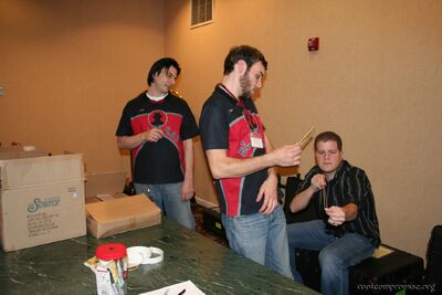 Travis, Tom, and Me and a rubber band.
