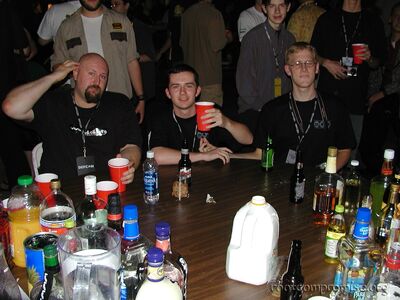 Rudeboy, OldSkoolS, and Proto enjoy the party.