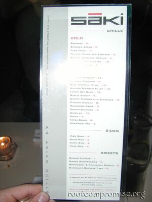 The menu.