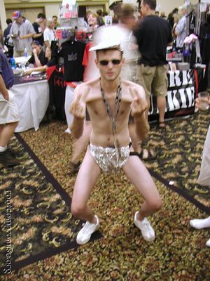 HighWiz in his tin foil bathing suit for the Defcon Scavenger Hunt