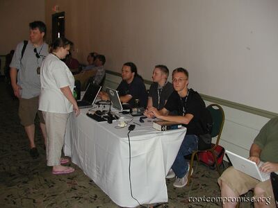 The Defcon Scavenger Hunt table again.