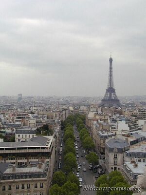 The view from the top of the Arc de Triomphe.  Can you say Triomphe?