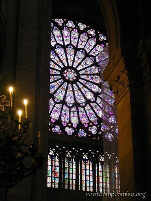 Partial Rose Window inside Notre Dame.  They were doing renovation so this is the best I could do.