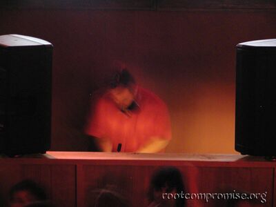 A blurry Keith spinning.
