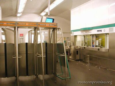 The entrance/exit of the subway.