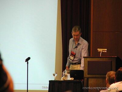 Paul Simmonds gives his Keynote.  "De-Perimeterisation - Border Security Is Obsolete"