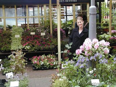 Krissy among the flowers.