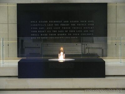 Inside the holocaust museum.  The Hall of remembrance.