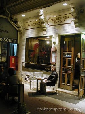Where we ate.  Notice dedhed talking to strangers.