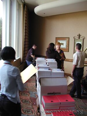 Putting together the BlackHat bags.