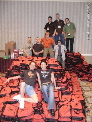 The crew. We made and stacked 2000 of these.