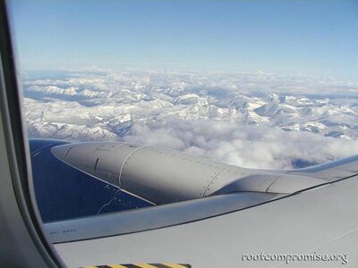 The view from my seat, I had the exit door over the wing. First to die if the plane explodes, first out if it doesn't.