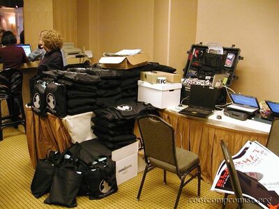 Inside the registration area.