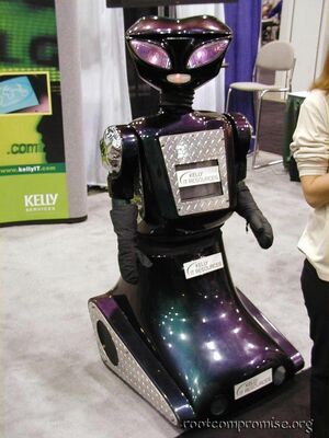 Robots.  It had a camera in it and someone talking from somewhere else on the floor.