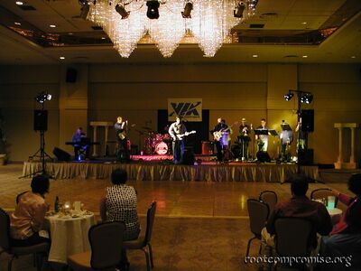 The Silicon Valley Houserockers prepare to play.