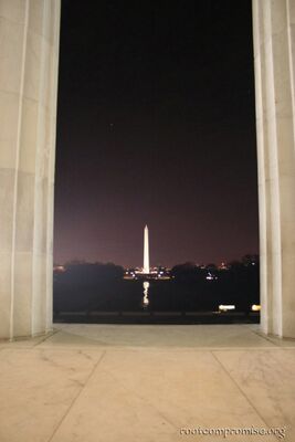 The Washington Monument from the Lincoln Memorial. With a bit of reflection.