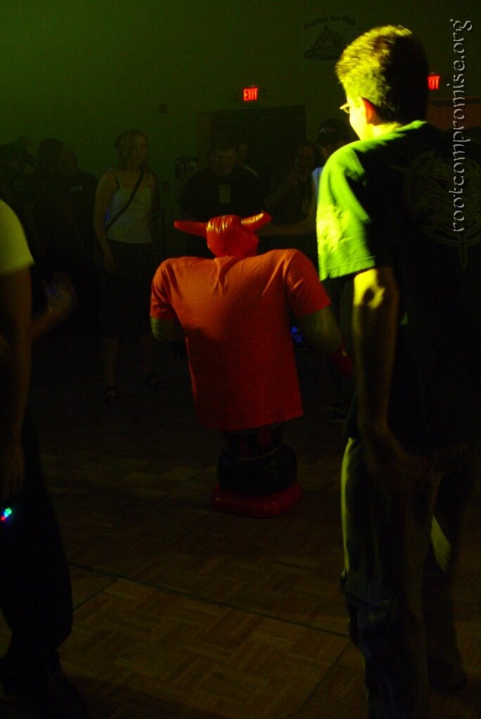 The dancing inflatable robot.