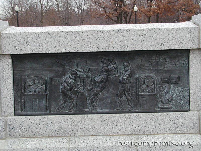 Reliefs on the World War II Memorial.
