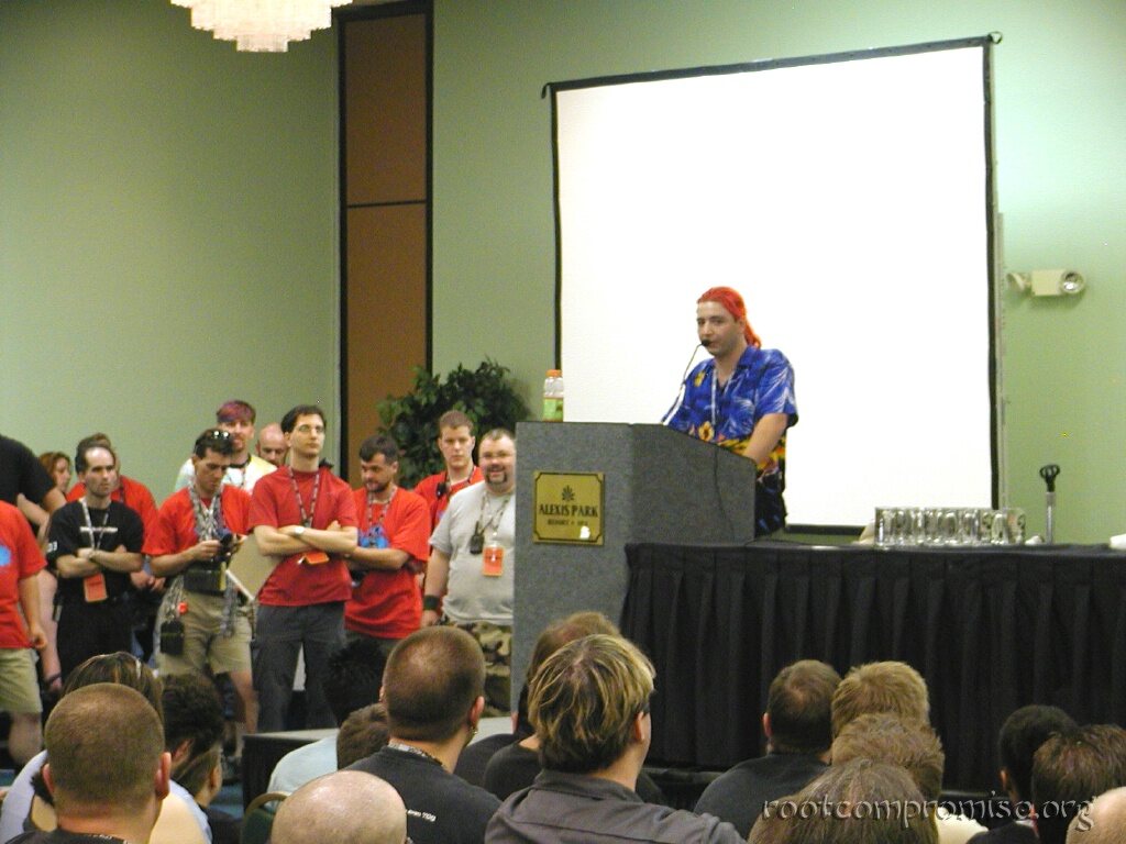 Tommee Pickles presnts the award for the Defcon Cannonball Run.
