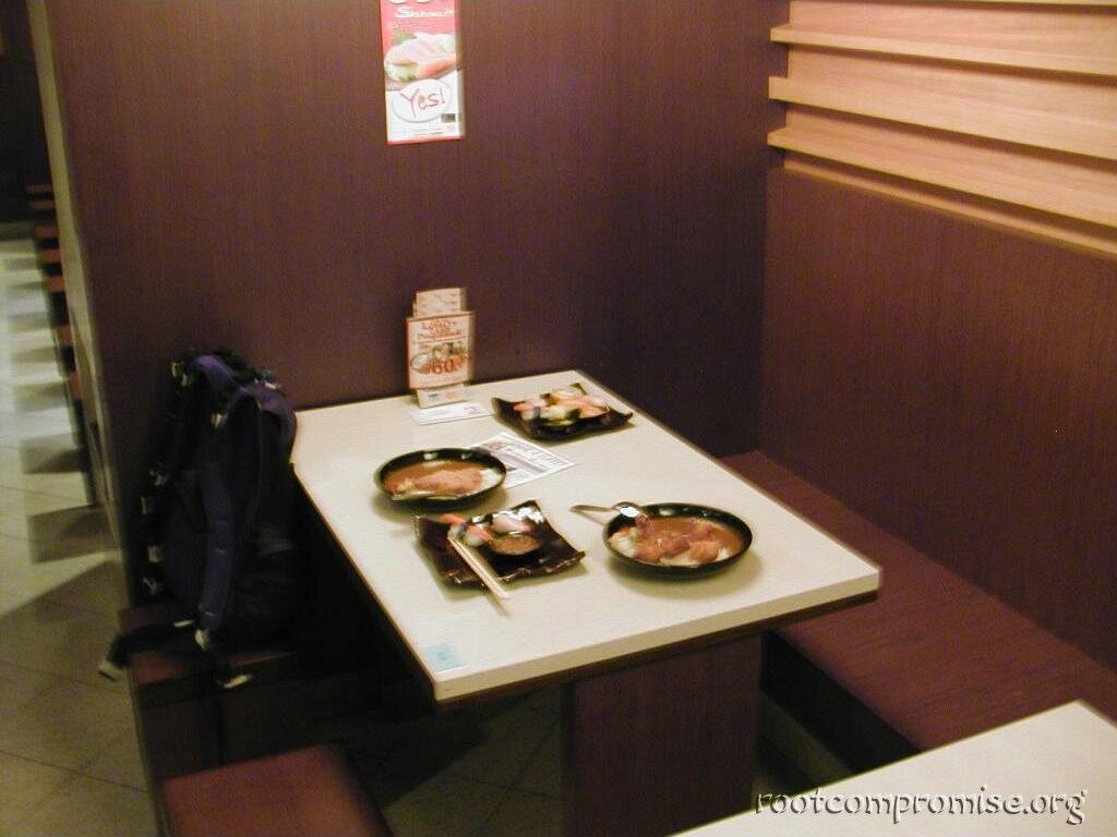 The table.  They had really good sushi.  The unagi was the best I've ever had.
