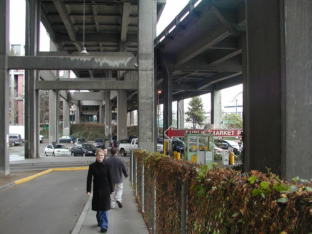 Under the freeway on the way to the Aquarium.