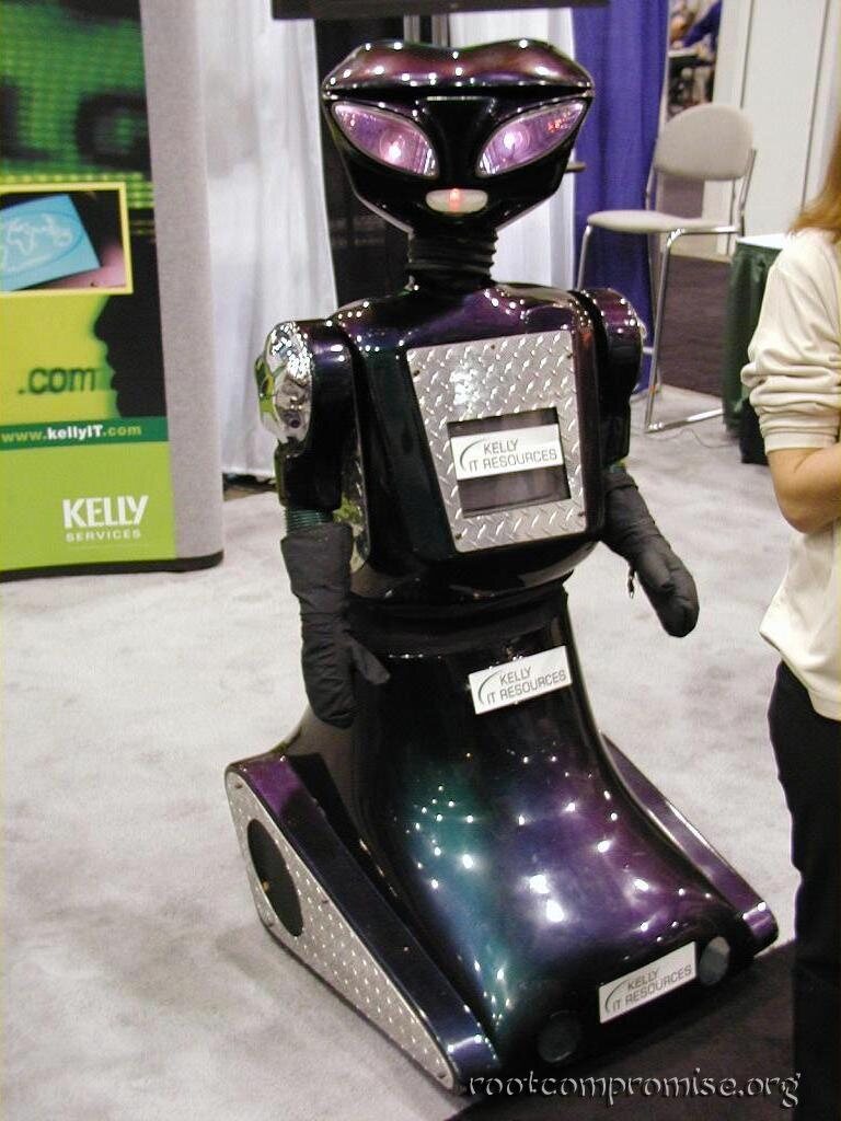 Robots.  It had a camera in it and someone talking from somewhere else on the floor.
