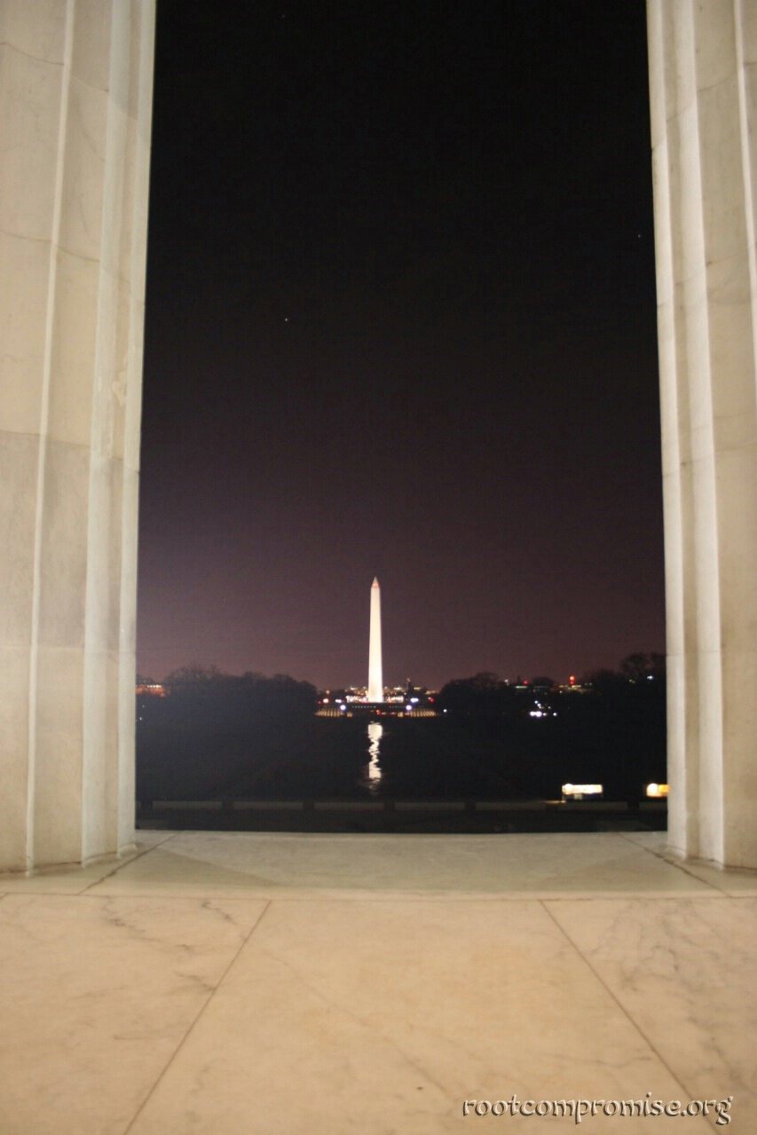 The Washington Monument from the Lincoln Memorial. With a bit of reflection.